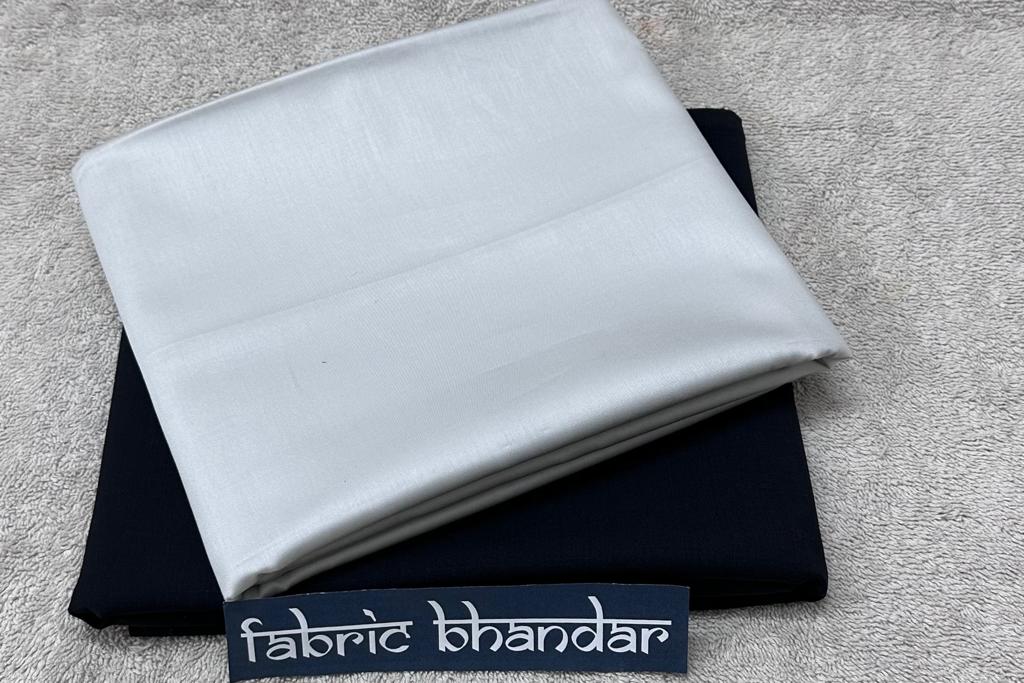 Light Grey Egyptian Giza Cotton Shirt Fabric with Black Fully Stretchable Pant Fabric Combo Starting at - Just Rs. 1399! with Free Shipping & COD Options