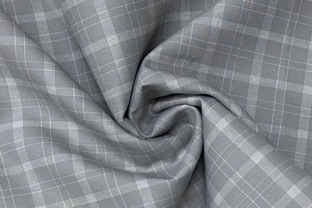 Black Egyptian Giza Cotton Shirt Fabric with Steel Grey Checks Pant Fabric Combo Starting at - Just Rs. 1299! with Free Shipping & COD Options