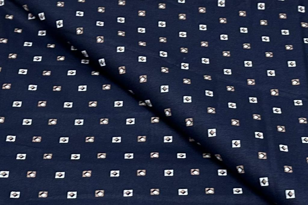 Navy Blue Printed Cotton Shirt Fabric with Khaki Pant Fabric Combo Starting at - Just Rs. 999! with Free Shipping & COD Options