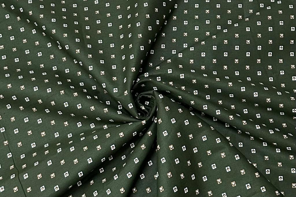 Bottle Green Digital Printed Pure Cotton Shirt Fabric (Length-1.60 Meter | Width-58 Inch) Starting at - Just Rs. 649! with Free Shipping & COD Options