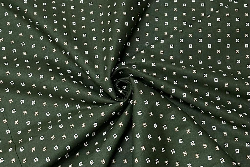 Bottle Green Printed Cotton Shirt Fabric with Black Pant Fabric Combo Starting at - Just Rs. 999! with Free Shipping & COD Options