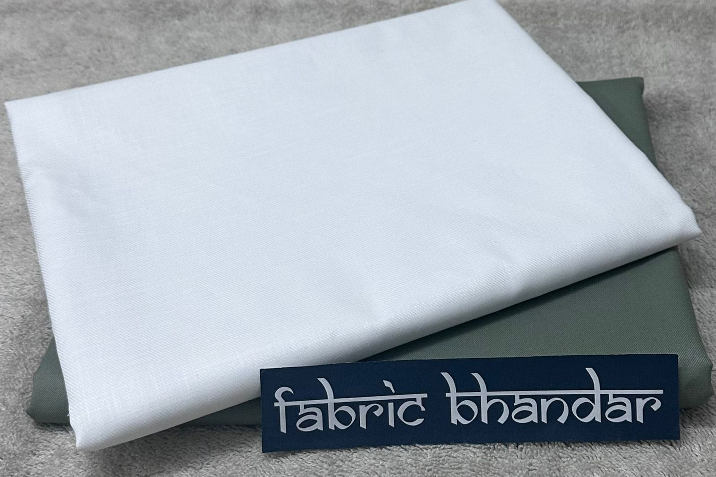 White Cotton Linen Shirt Fabric with Hunter Green Stretchable Pant Fabric Combo Starting at - Just Rs. 1499! with Free Shipping & COD Options