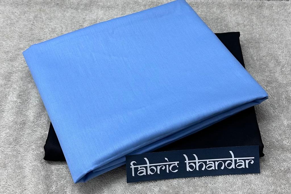 Plain Blue Cotton Shirt Fabric with Black Pant Fabric Combo Starting at - Just Rs. 799! with Free Shipping & COD Options