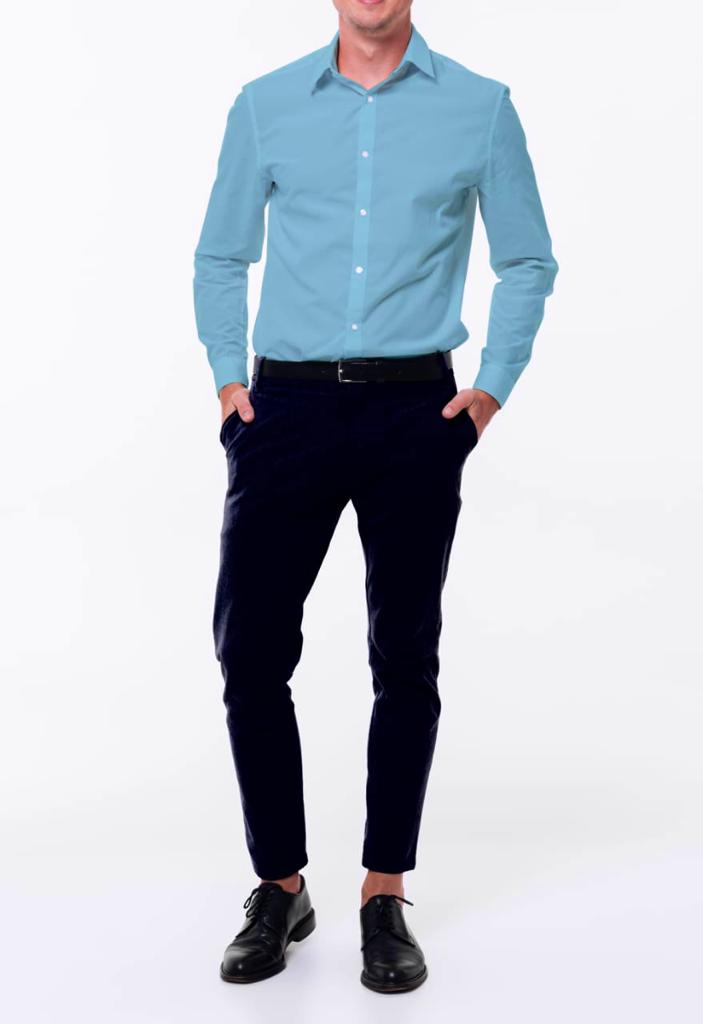 Plain Blue Cotton Shirt Fabric with Black Pant Fabric Combo Starting at - Just Rs. 799! with Free Shipping & COD Options