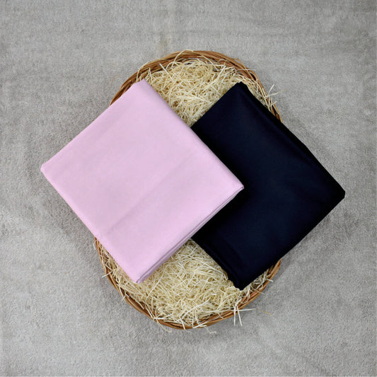 Plain Pink Cotton Shirt Fabric with Navy Blue Pant Fabric Combo Starting at - Just Rs. 999! with Free Shipping & COD Options