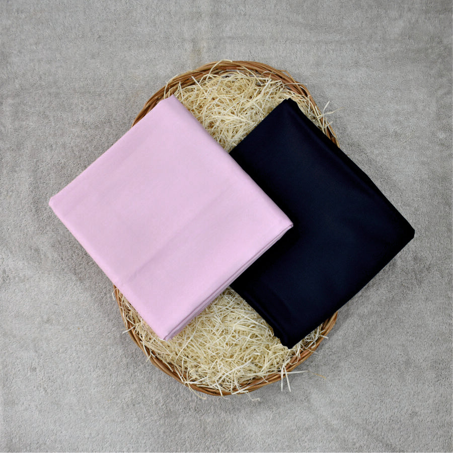 Plain Pink Cotton Shirt Fabric with Navy Blue Pant Fabric Combo Starting at - Just Rs. 799! with Free Shipping & COD Options