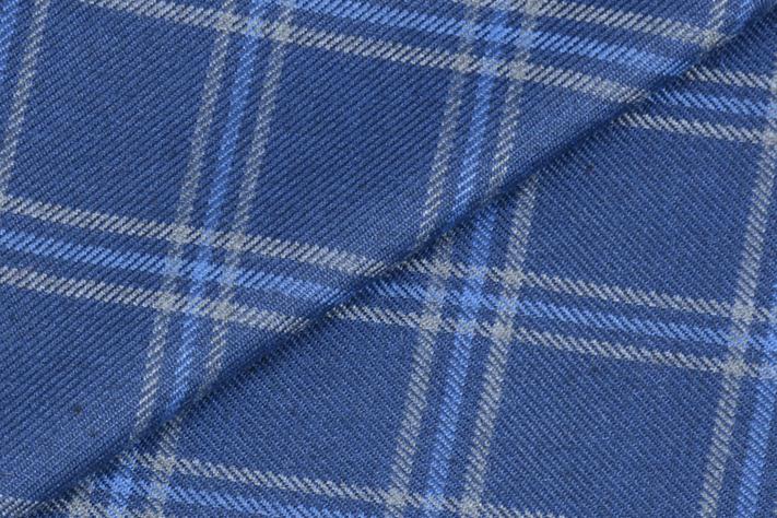 Midnight Blue Tweed Fabric with Lightblue & Light Yellow Big Checks ( 2 Meter Cut Piece) Starting at - Just Rs. 1199! with Free Shipping & COD Options