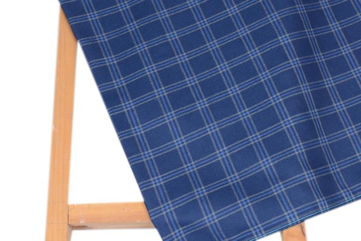 Midnight Blue Tweed Fabric with Lightblue & Light Yellow Big Checks ( 2 Meter Cut Piece) Starting at - Just Rs. 1199! with Free Shipping & COD Options