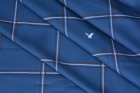 Curious Blue Big Checks Digital Printed Cotton Shirt Fabric (Length-2.25 Meter | Width-34 Inch) Starting at - Just Rs. 599! with Free Shipping & COD Options