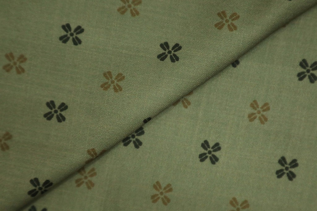 Olive Colour Digital Printed Cotton Shirt Fabric (Length-2.25 Meter | Width-34 Inch) Starting at - Just Rs. 599! with Free Shipping & COD Options