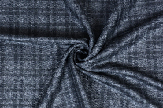 Charcoal Grey Tweed Fabric with Black Checks ( 2 Meter Cut Piece) Starting at - Just Rs. 1199! with Free Shipping & COD Options