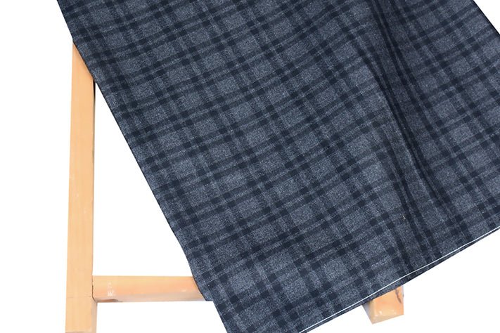 Charcoal Grey Tweed Fabric with Black Checks ( 2 Meter Cut Piece) Starting at - Just Rs. 1199! with Free Shipping & COD Options