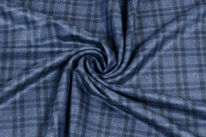 Oxford Blue Tweed Fabric with Small Black Checks ( 2 Meter Cut Piece) Starting at - Just Rs. 1199! with Free Shipping & COD Options
