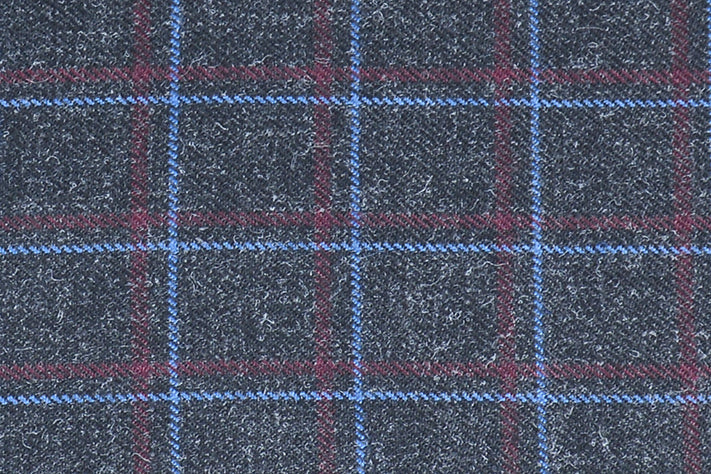 Anchor Grey Tweed Fabric with Light Blue & Red Big Checks ( 2 Meter Cut Piece) Starting at - Just Rs. 1199! with Free Shipping & COD Options