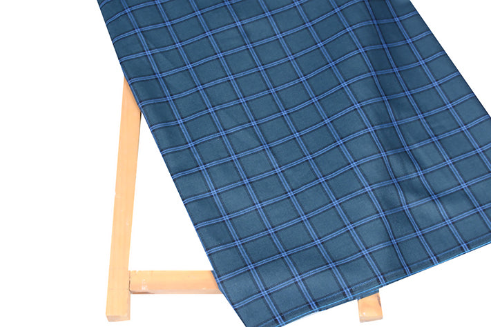 Dark Green Tweed Fabric with Light Blue & Black Big Checks ( 2 Meter Cut Piece) Starting at - Just Rs. 1199! with Free Shipping & COD Options