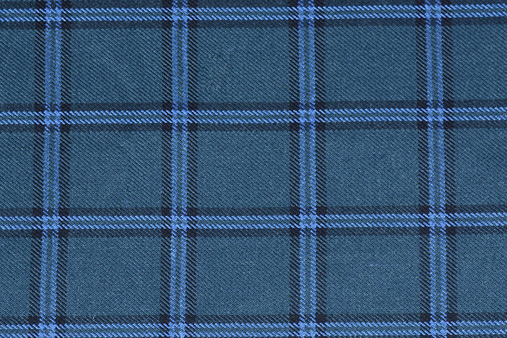 Dark Green Tweed Fabric with Light Blue & Black Big Checks ( 2 Meter Cut Piece) Starting at - Just Rs. 1199! with Free Shipping & COD Options
