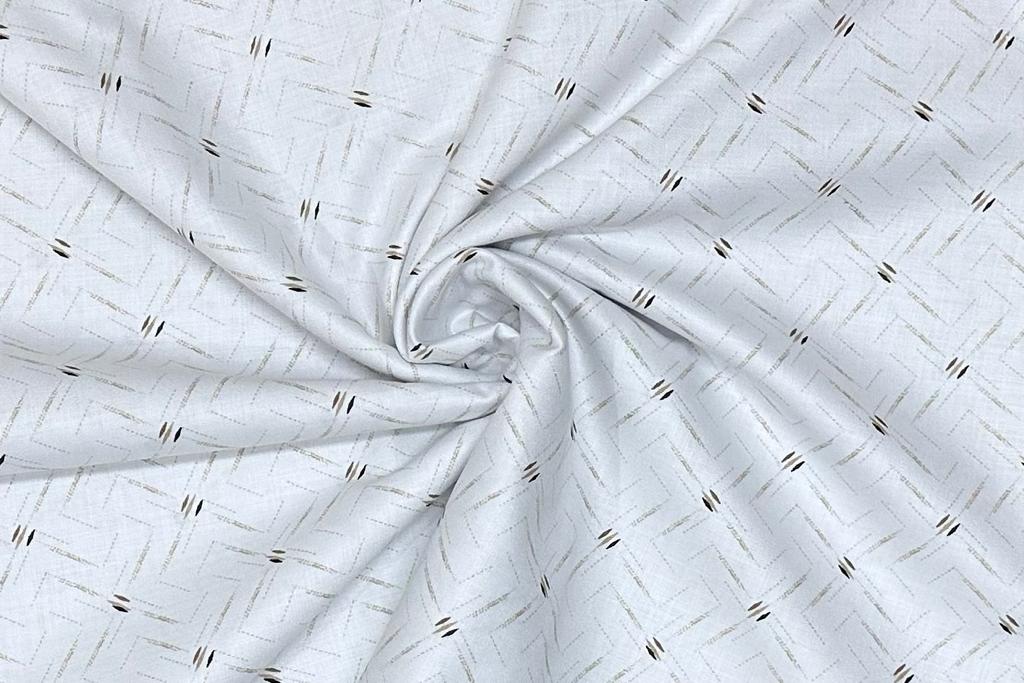 White Colour with Light Brown & Black Lines Digital Printed Shirt Fabric (Length-2.25 Meter | Width-34 Inch) Starting at - Just Rs. 599! with Free Shipping & COD Options
