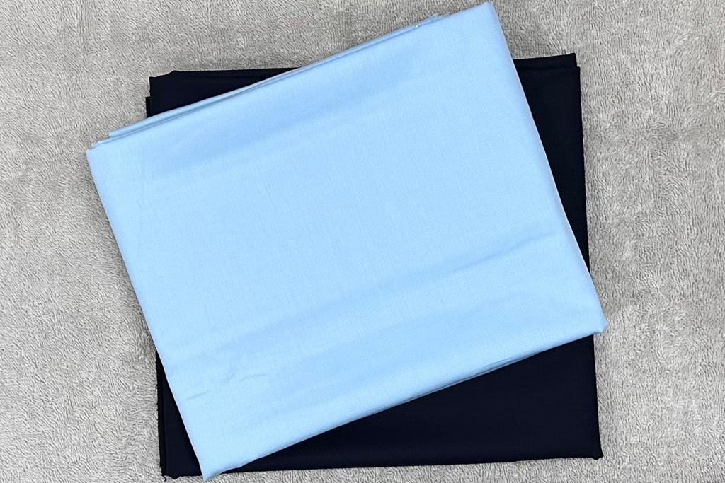 Light Blue Egyptian Giza Cotton Shirt Fabric with Navy Blue Fully Stretchable Pant Fabric Combo Starting at - Just Rs. 1399! with Free Shipping & COD Options