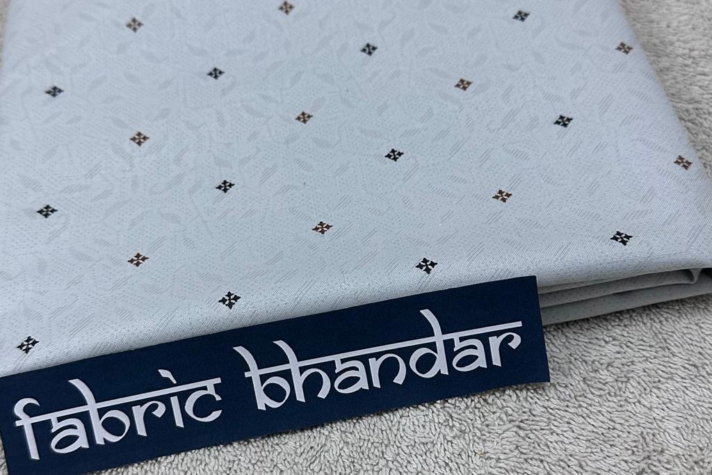 Light Grey with Geometric Print Cotton Shirt Fabric (Length-2.25 Meter | Width-34 Inch) Starting at - Just Rs. 599! with Free Shipping & COD Options