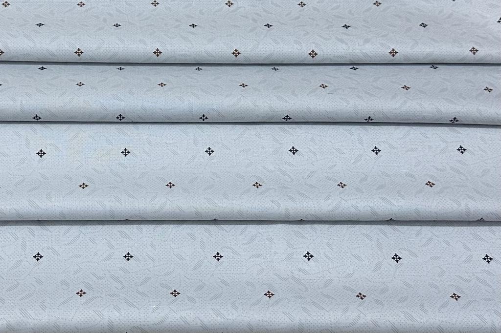 Light Grey with Geometric Print Cotton Shirt Fabric (Length-2.25 Meter | Width-34 Inch) Starting at - Just Rs. 599! with Free Shipping & COD Options