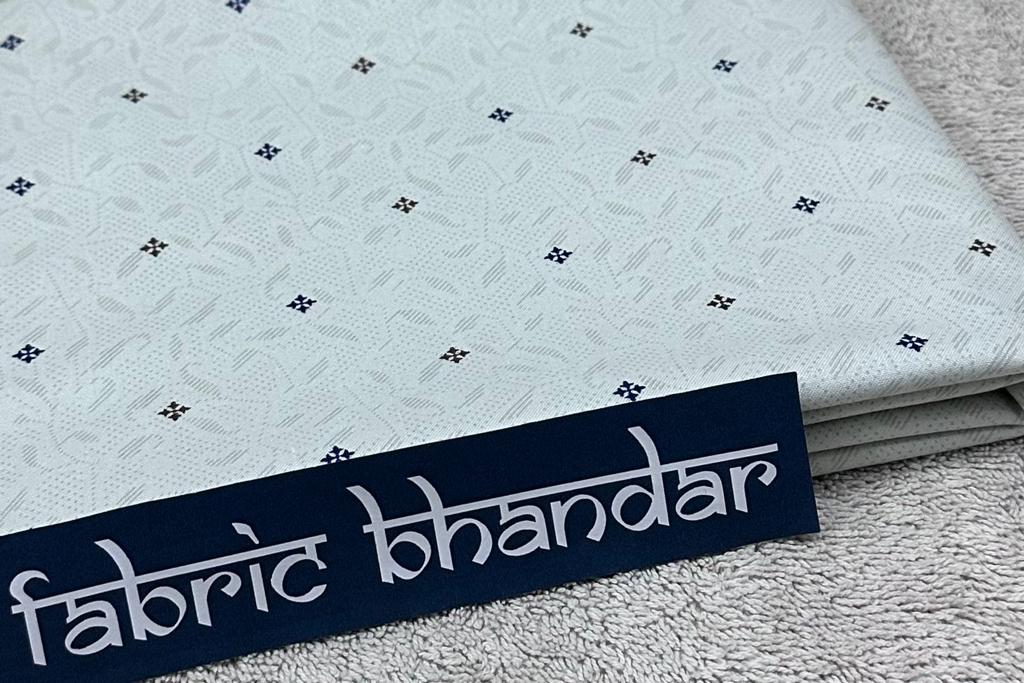Pista Colour with Geometric Print Cotton Shirt Fabric (Length-2.25 Meter | Width-34 Inch) Starting at - Just Rs. 649! with Free Shipping & COD Options
