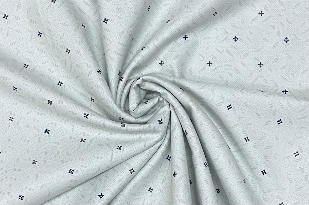 Pista Colour with Geometric Print Cotton Shirt Fabric (Length-2.25 Meter | Width-34 Inch) Starting at - Just Rs. 649! with Free Shipping & COD Options
