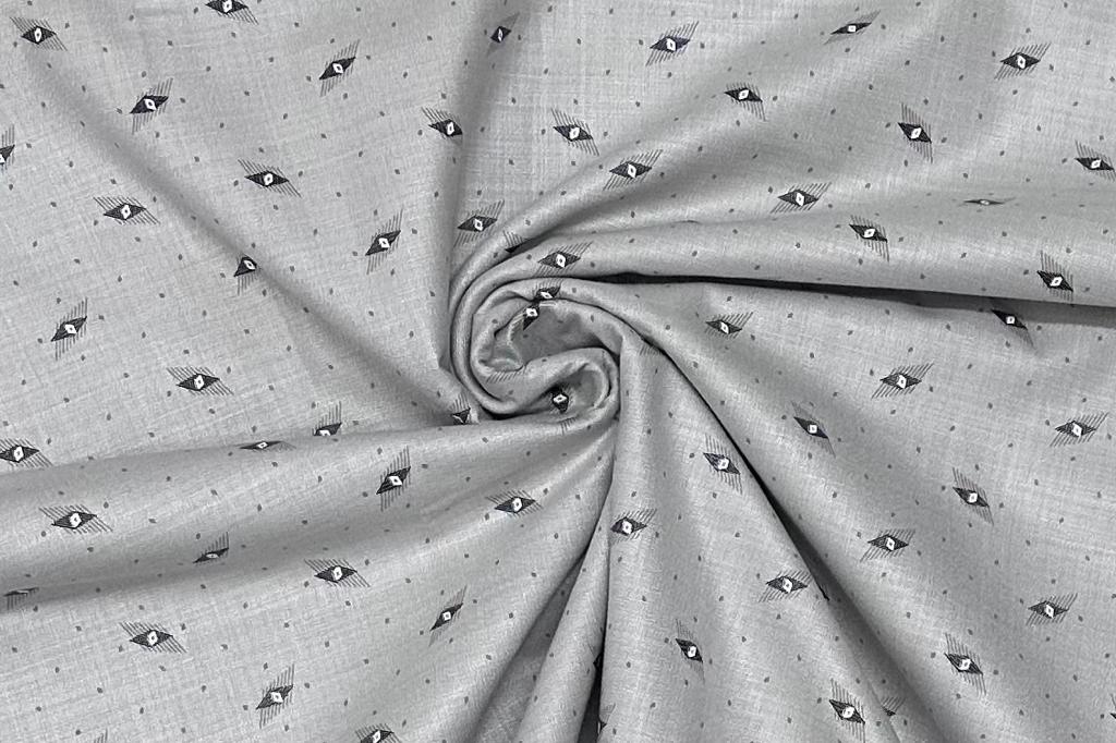 Light Brown with Geometric Prints Cotton Shirt Fabric