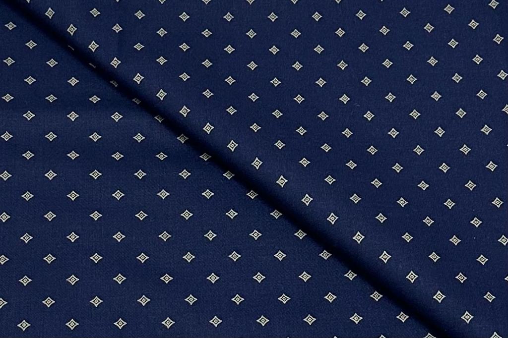 Royal Blue with Yellow Geometric Prints Japanese Cotton Giza Finish Shirt Fabric (Length-2.25 Meter | Width-34 Inch) Starting at - Just Rs. 749! with Free Shipping & COD Options