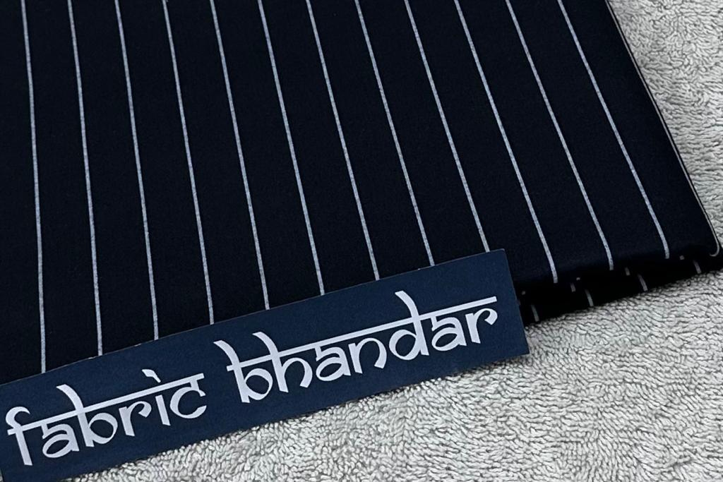 Deep Black with White Lines Digital Printed Cotton Shirt Fabric (Length-2.25 Meter | Width-34 Inch) Starting at - Just Rs. 649! with Free Shipping & COD Options
