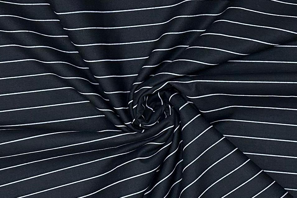 Deep Black with White Lines Digital Printed Cotton Shirt Fabric (Length-2.25 Meter | Width-34 Inch)