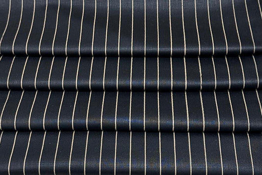 Deep Black with Golden Lines Digital Printed Cotton Shirt Fabric (Length-2.25 Meter | Width-34 Inch)