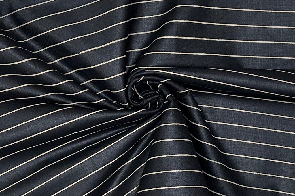 Deep Black with Golden Lines Digital Printed Cotton Shirt Fabric (Length-2.25 Meter | Width-34 Inch) Starting at - Just Rs. 699! with Free Shipping & COD Options
