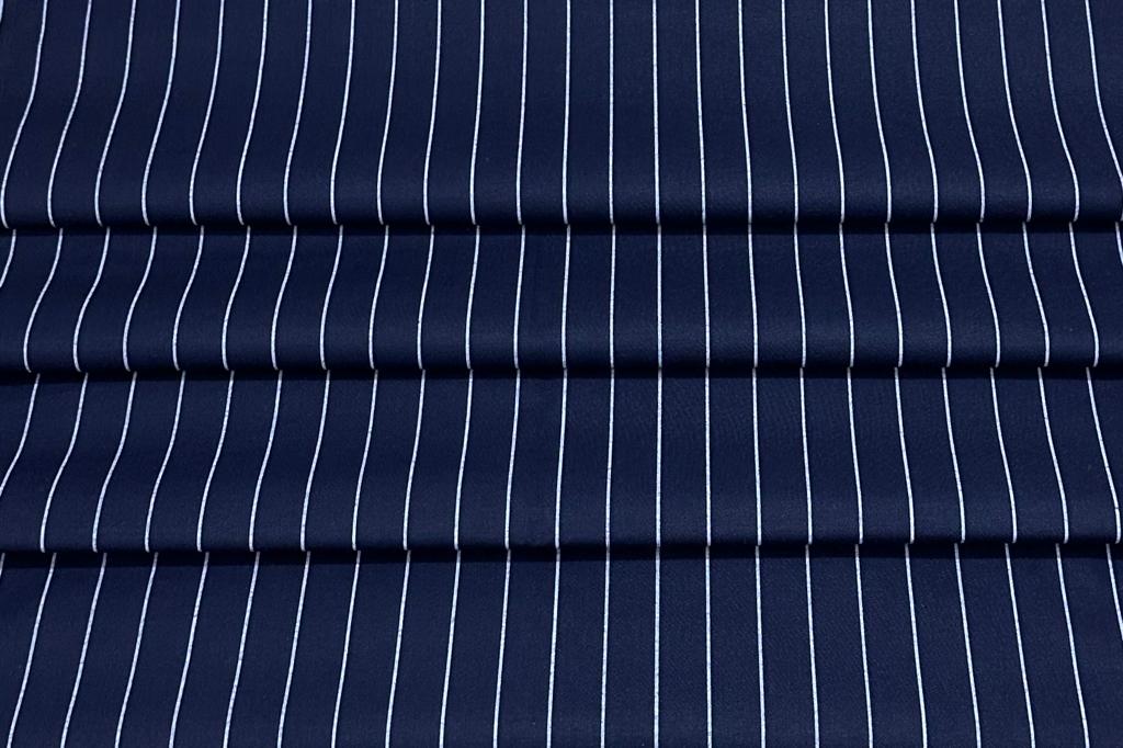 Dark Blue with White Lines Digital Printed Cotton Shirt Fabric (Length-2.25 Meter | Width-34 Inch)