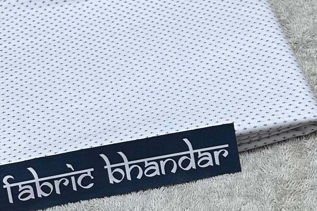 White Colour Dotted Print Cotton Shirt Fabric (Length-2.25 Meter | Width-34 Inch) Starting at - Just Rs. 599! with Free Shipping & COD Options