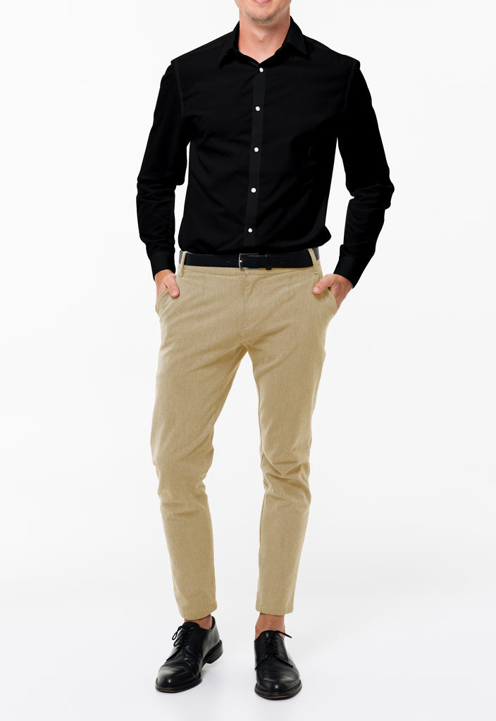 Plain Black Cotton Shirt Fabric with Khaki Pant Fabric Combo Starting at - Just Rs. 999! with Free Shipping & COD Options
